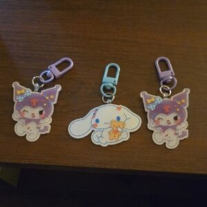 Sanrio Cute Character Keychains - Purple, Blue, Pink